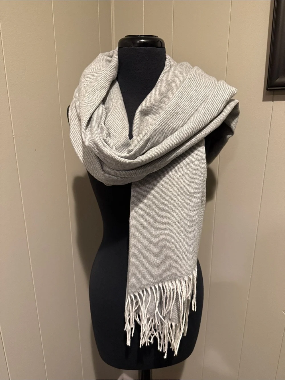 IKEA Light Gray Fringe Throw Blanket - Classic Neutral Layer